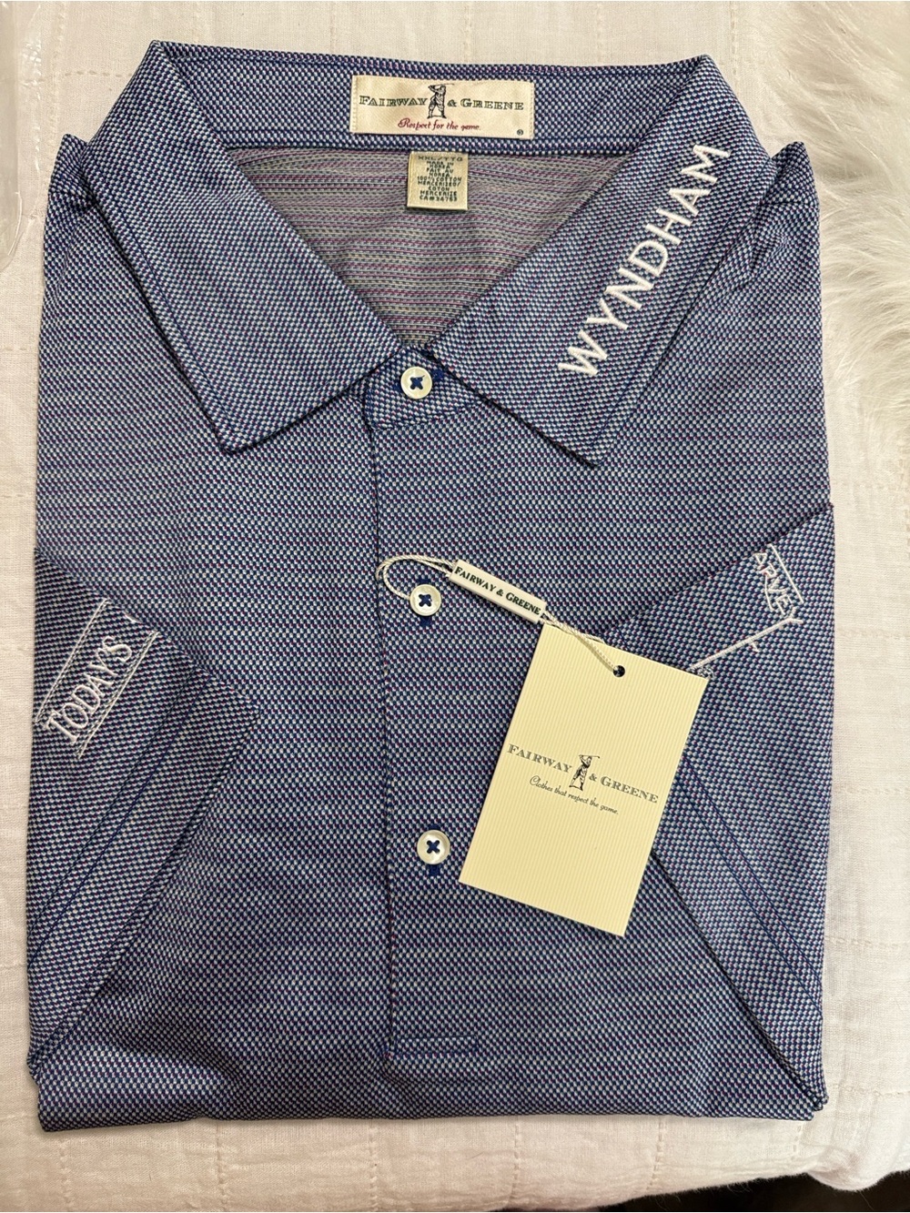 Fairway & Greene Men's Blue Micro-Pattern Golf Polo